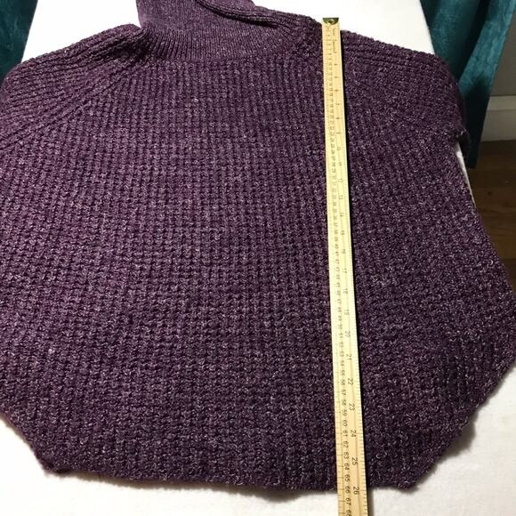 Free People S wool blend shaker knit purple sweater asymmetrical hem oversized - Picture 6 of 8
